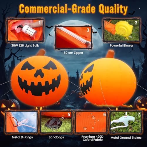 20FT Giant Inflatable Pumpkin Lighted Outdoor Halloween Decor with Blower