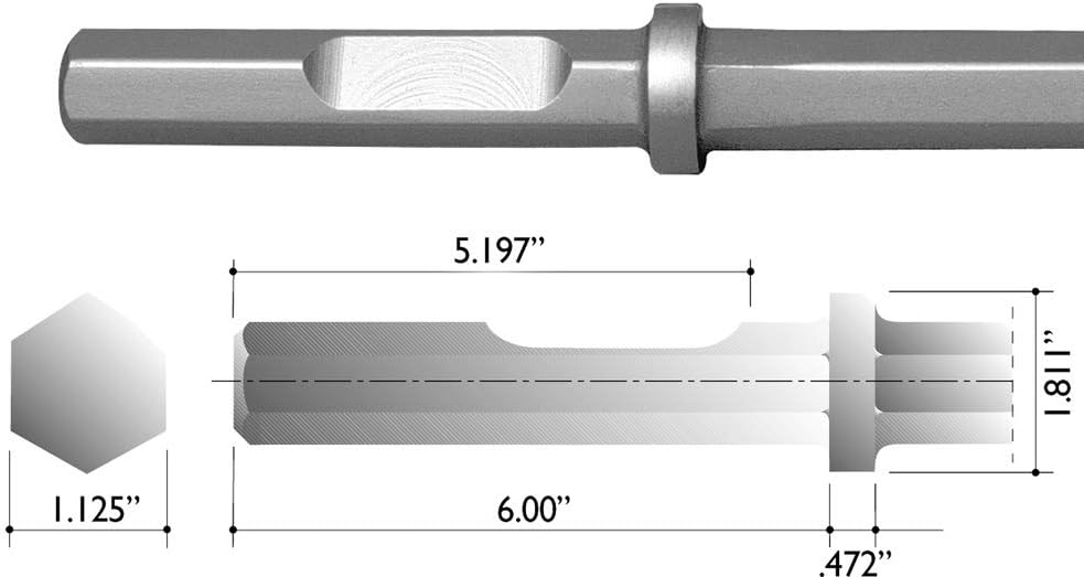Champion Chisel 1-1/8 by 6-Inch Hex Shank w/notch, Steel Bushing Tool, 16 Ste...