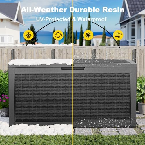 Deck Box 170 Gal Waterproof Outdoor Storage Patio Organizer Black