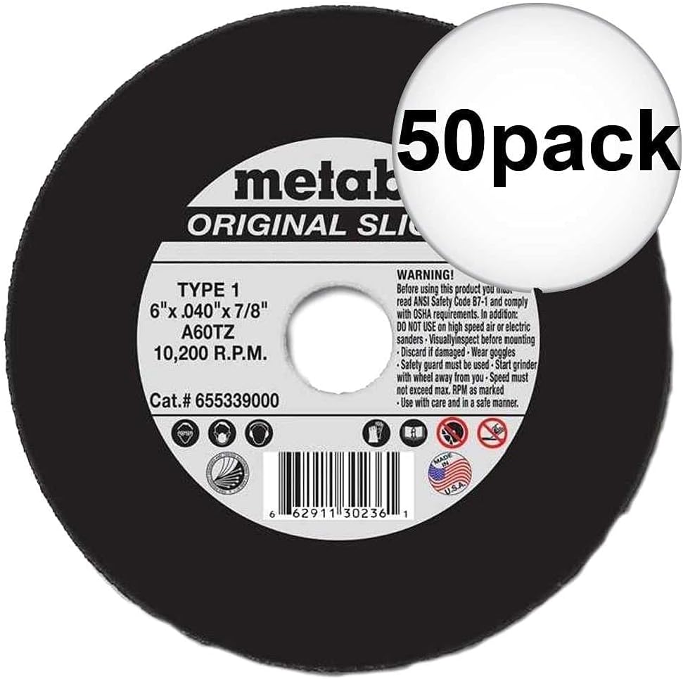 Metabo 55-339 6" x 7/8" x .040 Cut Off Slicer Wheel Pack of 50 Wheels