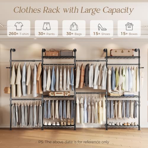 Closet Organizers Wall Mounted Closet System, 4-Row Heavy Duty Garment Clothe...