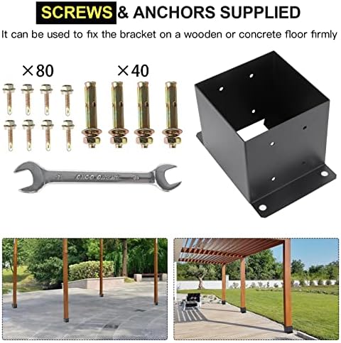 6X 6 Post Base 10 PCS,Inner Size 5.6"x5.6"Deck Post Base,Heavy Duty...