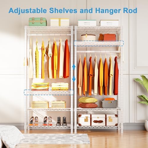 Ulif H4 Mini Portable Closet, 4 Tiers Freestanding Clothing Garment Rack for ...