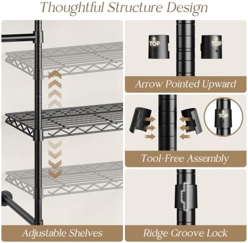 Closet Organizers Wall Mounted Closet System, 4-Row Heavy Duty Garment Clothe...