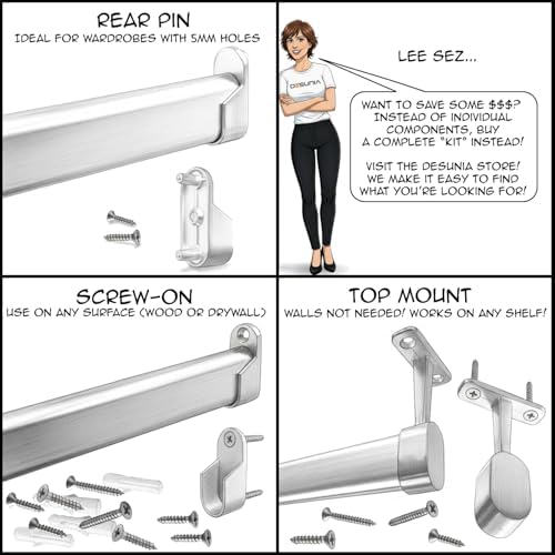 OVAL Closet Rod Shelf Bracket | Adjustable for Rear Cleat Strip | White | 20 ...
