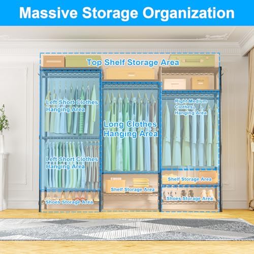 Ulif E13C Heavy Duty Closet Organizer System,Freestanding Clothing Racks for ...