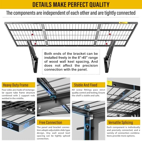 1.64x4ft Adjustable Rail Wall Garage Storage Shelf, for Tool Room, Storage Ro...