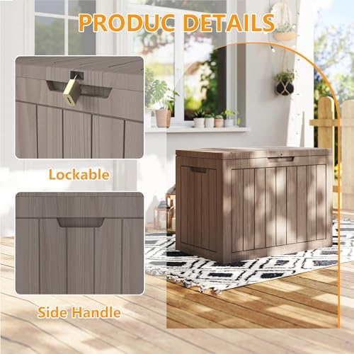 35 Gallon outdoor cushion storage deck boxes outdoor waterproof, package deli...