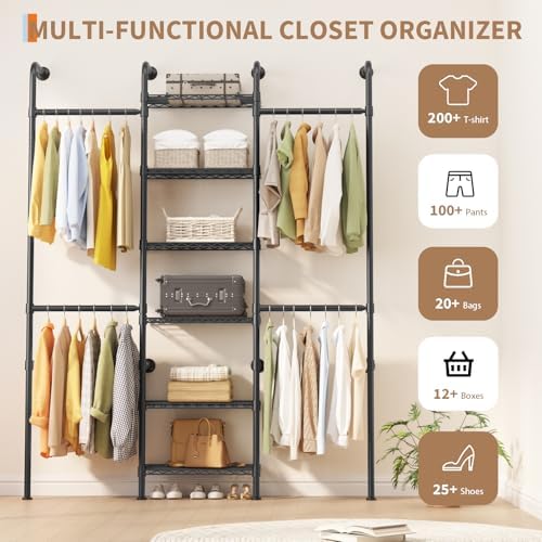 L3 Wall Mounted Pipe Closet System, Matte Black