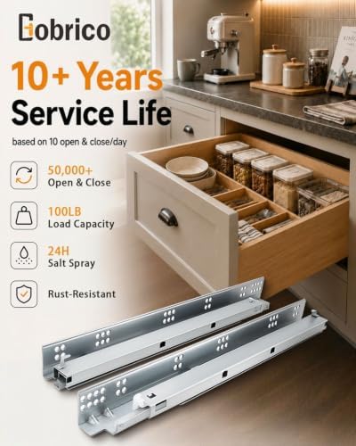 Gobrico Undermount Drawer Slides Bottom Mount Soft Close Drawer Slides 18 inc...