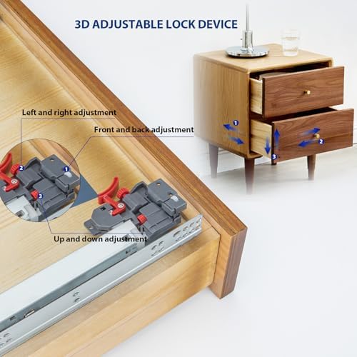 LONTAN 21 Inch Undermount Soft Close Drawer Slides 3D Locking Device 1 Pair