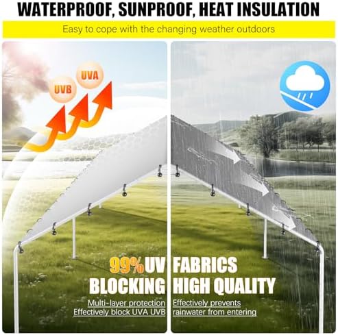 DWALE 10 x 20 Ft Carport,Replacement Canopy Cover Garage Top Tent Shelter Tar...