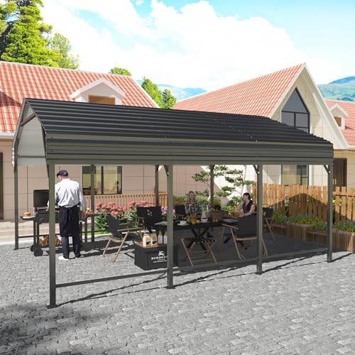 AirWire 10x15 FT Metal Carport Canopy with Reinforced Base