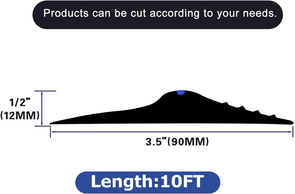 ToLanbbt 10Ft/3.05M Universal Garage Threshold Seal Strip with 300ml Black Se...