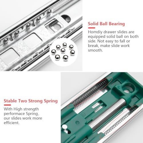 homdiy 10 Pairs Soft Close Drawer Slides 22 Inch Heavy Duty Side Mount Rail
