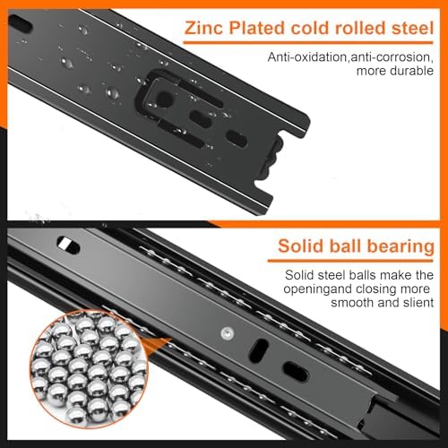 22 inch Drawer Slides 4 Pairs (8pcs) 3 fold Full Extension Side Mount Cabinet...