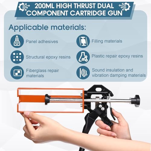 Relaxweex 1 Pcs Epoxy Gun Dual Component Caulking Gun, 200 ml / 6.75 Fl oz, M...