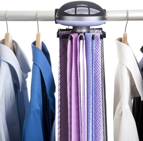 Motorized Tie Rack Closet Organizer, Holds & Displays Up to 50 Ties + 4 B...