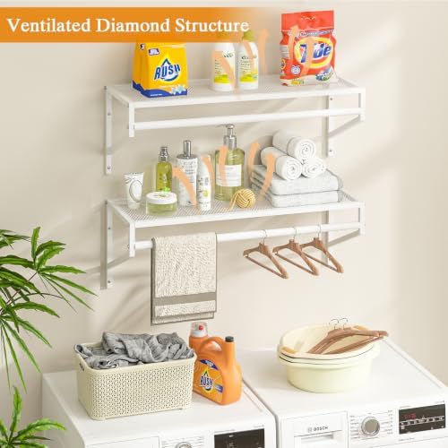 ThreeHio 3 Pack Closet Shelves Wall Mounted, 2.7 ft x 11.8in Wire Closet Shel...