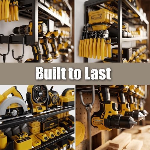 320lbs Power Tool Organizer Wall Mount with Charging Station Shelf