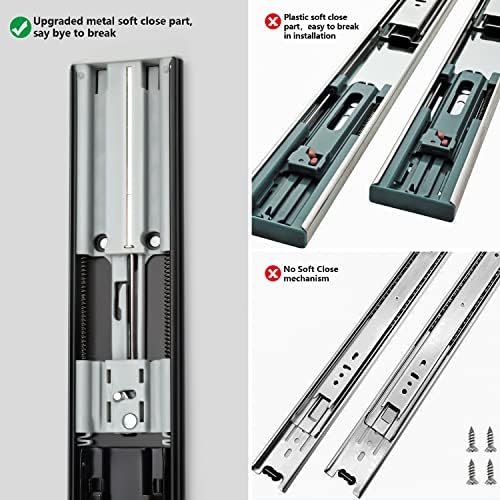 homdiy 10 Pair Soft Close Drawer Slides 22 Inch,Heavy Duty Side Mount Rails