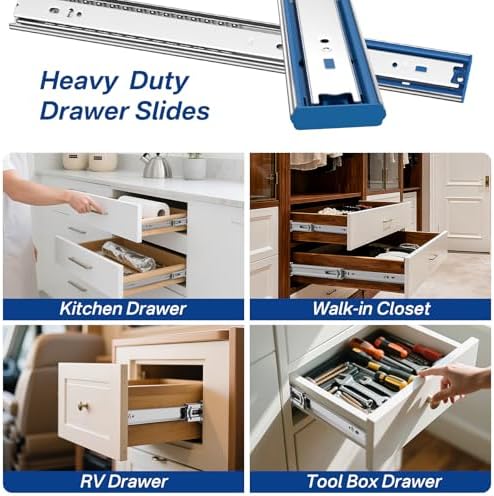 5 Pairs Soft Close Drawer Slides 22 Inch Heavy Duty Cabinet Runners