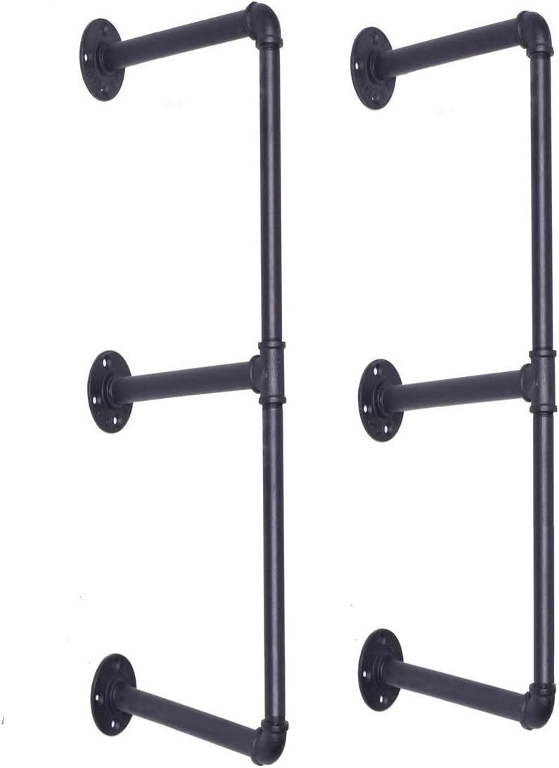 DIY Industrial Black Pipe Bookshelf Wall Ceiling Mounted Open Bookshelf Parts...