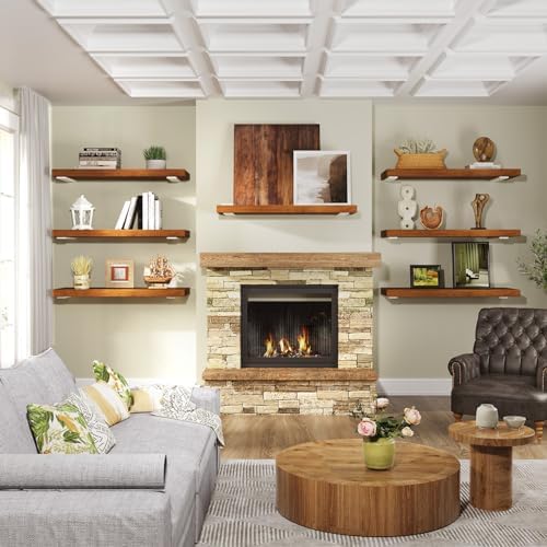 Goovilla Shelf Bracket, Floating Shelf Brackets 8 inch Long, 6 Pack, White