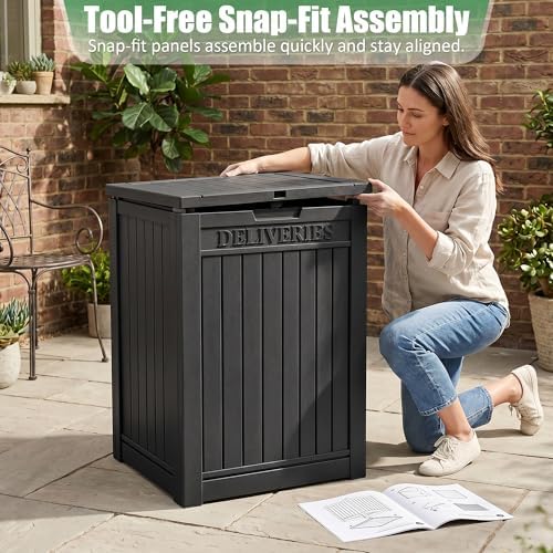 EasyUp Package Delivery Boxes for Outside, 90 Gallon Outdoor Storage Deck Box...