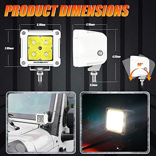 Auxbeam FA Series White Housing 3-Inch 40W Off-Road LED Pod Lights 2-Pack