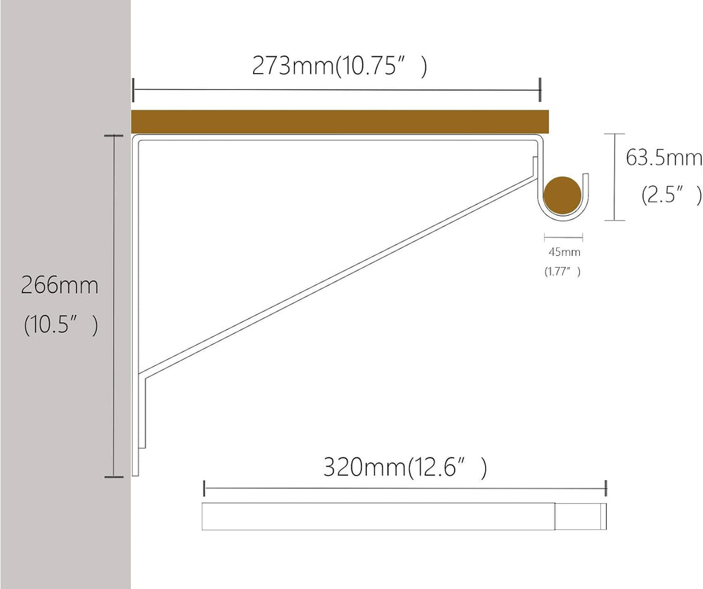 QCAA Heavy Duty Shelf Rod Bracket, 12.6" x 10.5", Powder Coated Whi...