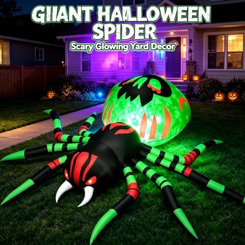 11FT Halloween Inflatables Spider Outdoor Decorations for Yard, Giant Blow up...