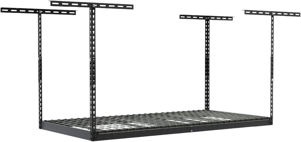 SafeRacks 2x8 Overhead Garage Storage Rack, Gray, 12"-21" Height
