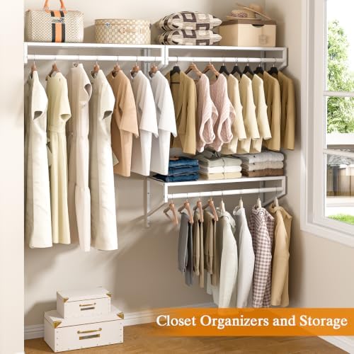 ThreeHio 4 Pack Closet Shelves Wall Mounted, 2.7 ft x 11.8in Wire Closet Shel...