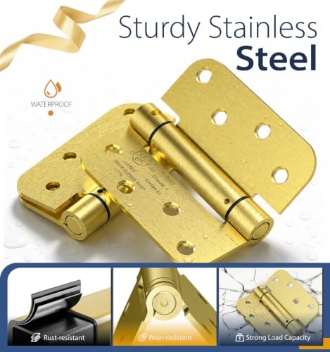 4 Inch Self Closing Door Hinges,4-Pack Spring Loaded Door Hinges