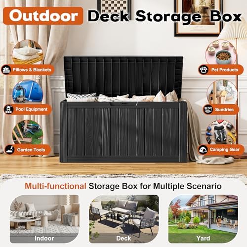 Outdoor Storage Box, Resin Deck Boxes Indoor and outdoor, Waterproof Storage ...