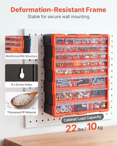 VEVOR 39-Drawer Storage Organizer, Plastic, Drawer Storage Cabinet for Garage...