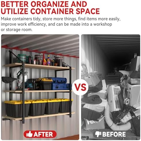 Shipping Container Shelving Bracket Adjustable (4 Pack, Black)