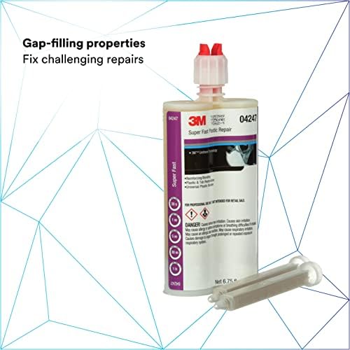 3M Super Fast Plastic Repair Adhesive, 04248, Black, 200 mL Cartridge