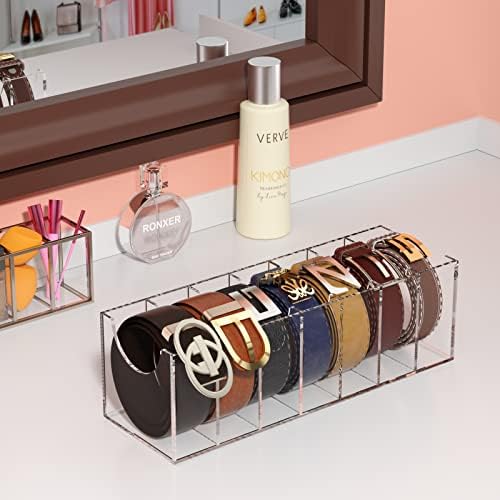 FEMELI Acrylic Belt Organizers Holders For Closet 7 Slots Belt Storage Box