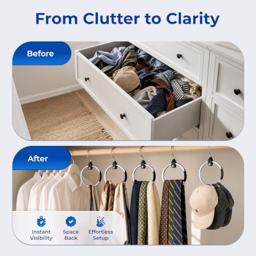 Rolly Hanger® Premium Closet Organizer, Rotating Aluminum Ring Hanger with 36...