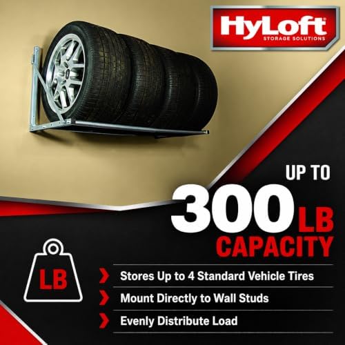 HyLoft Wall-Mounted Folding Tire Storage Loft Rack