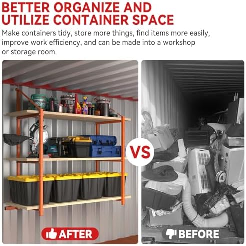 Shipping Container Shelving Bracket Adjustable (4 Pack, Orange)