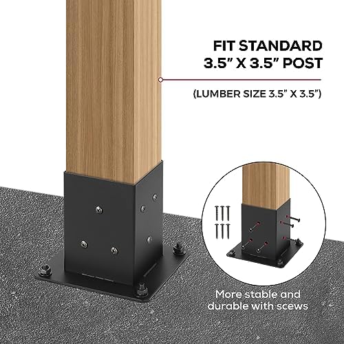 4x4 Deck Post Base Bolt Down Anchor for Concrete (Black, Set 4)