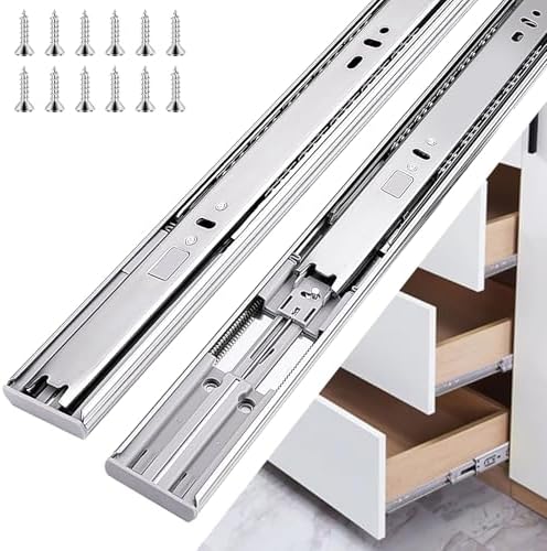 18 inch Drawer Slides 4 Pairs (8pcs) Soft Close 3 fold Full Extension Side Mo...