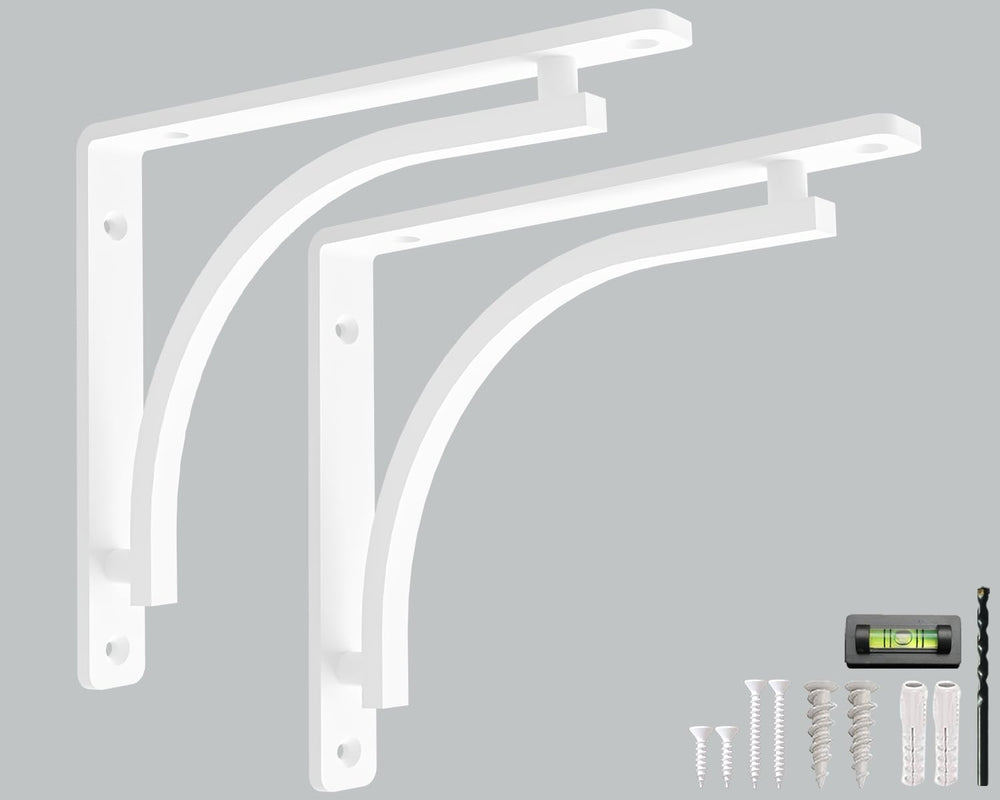 Classic White Heavy Duty Shelf Brackets 12 inch by Balin Designs – L Bracket,...