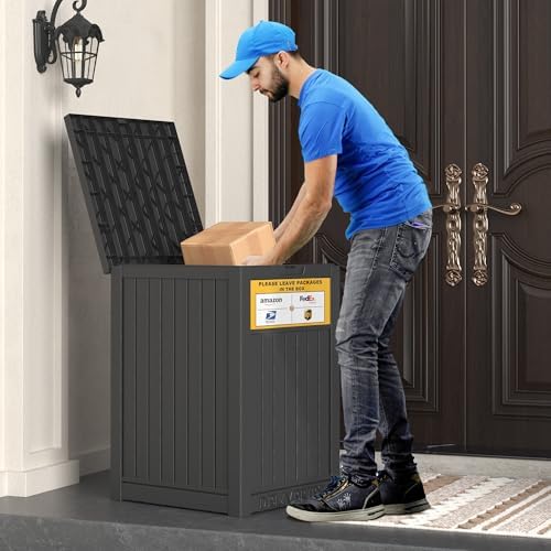 LHBGO Package Delivery Box for Outside, with Delivery Sign 48 Gallon Storage ...