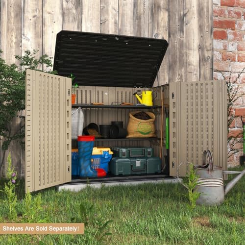KINYING Outdoor Storage Shed - Horizontal Storage Cabinet Waterproof for Gard...