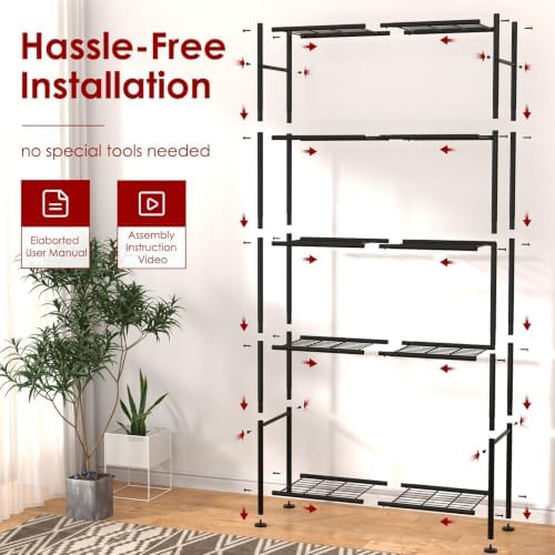 Sakugi Storage Shelves - 5 Tier Shelf Organizer, Heavy Duty Garage Shelving U...