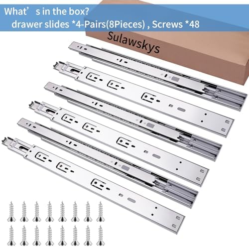 20 inch Drawer Slides 4 Pairs (8pcs) Soft Self Close Full Extension Ball Bear...